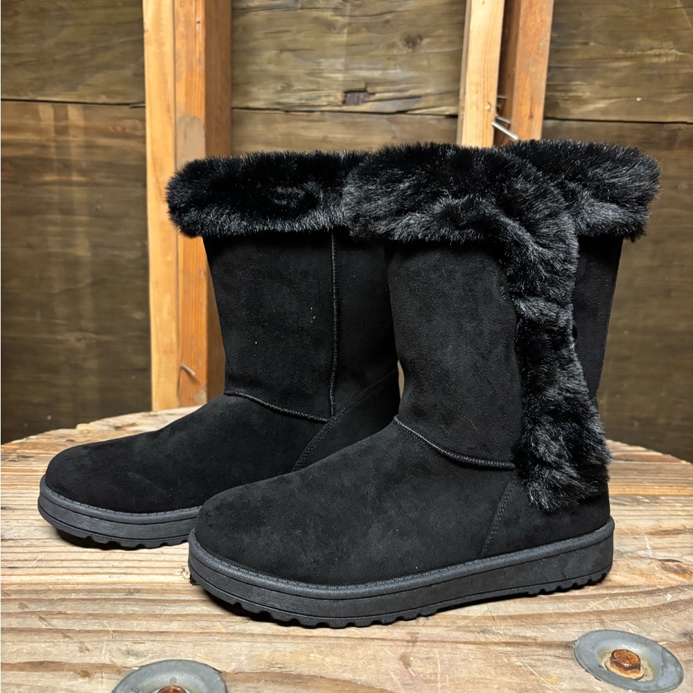 Women's Black Faux Fur Boots